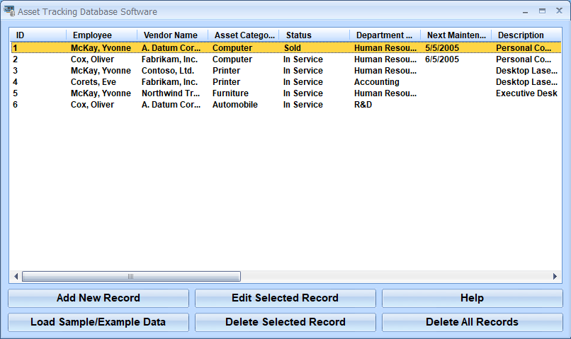 screenshot of asset-tracking
