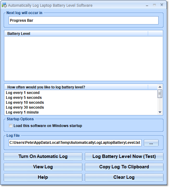 screenshot of automatically-log-laptop-battery