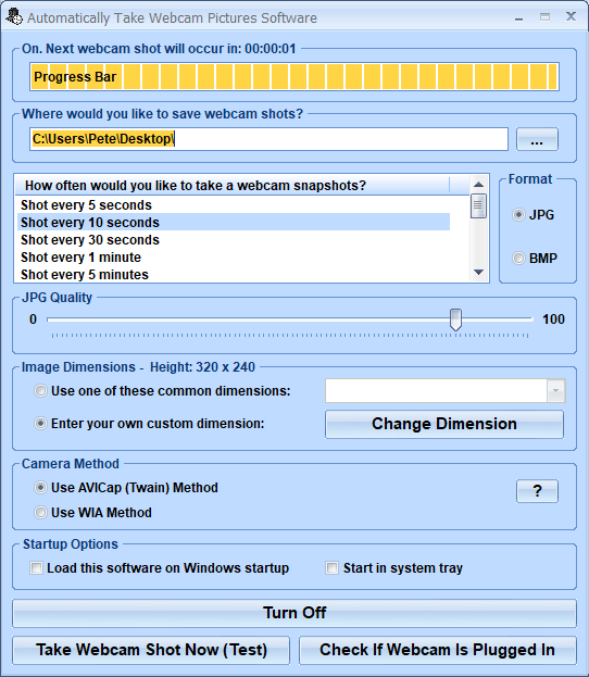 screenshot of automatically-take-webcam-pictures-software