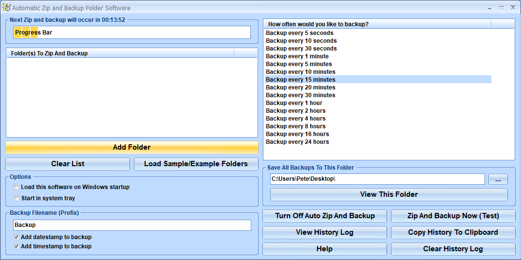 screenshot of auto-zip-and-backup