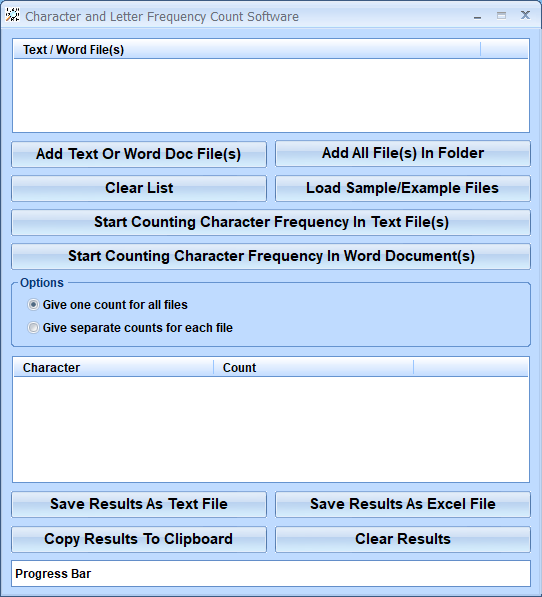 screenshot of character-and-letter-frequency-count-software