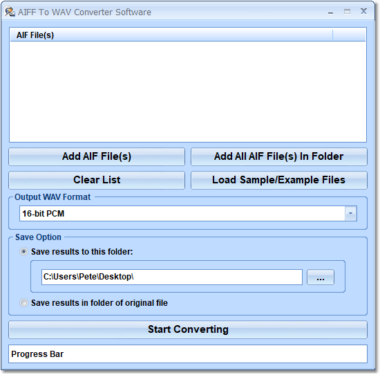 screenshot of aiff-to-wav-converter-software