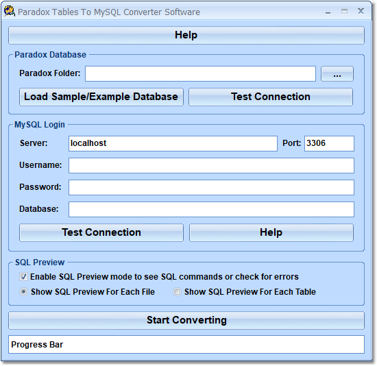 screenshot of paradox-to-mysql
