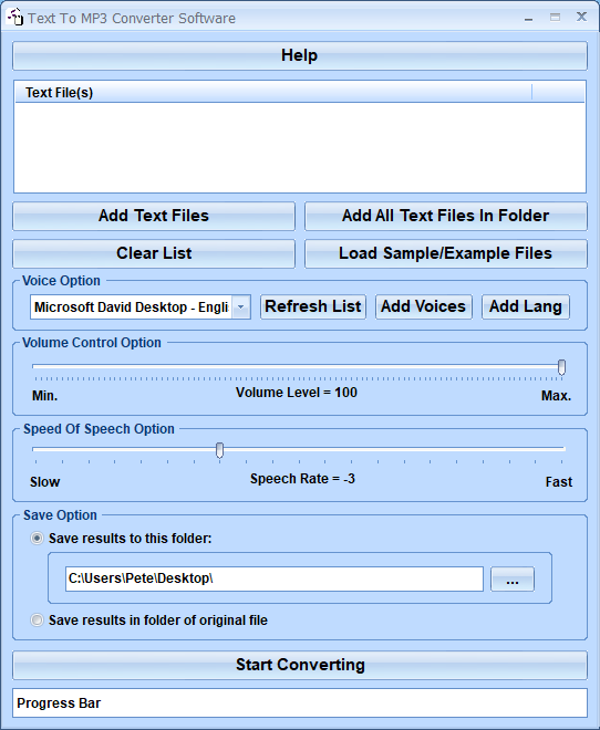 screenshot of text-to-mp3-converter-software