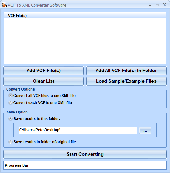 screenshot of vcf-to-xml