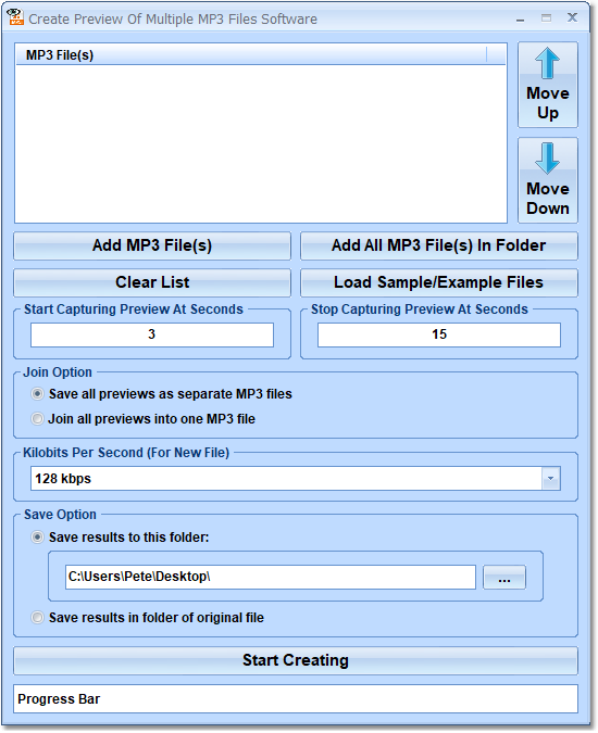 screenshot of create-preview-mp3