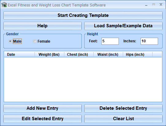 screenshot of excel-fitness-weight