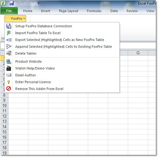 screenshot of excel-foxpro-import,-export-and-convert-software