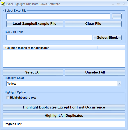 screenshot of excel-highlight-duplicates-rows-software
