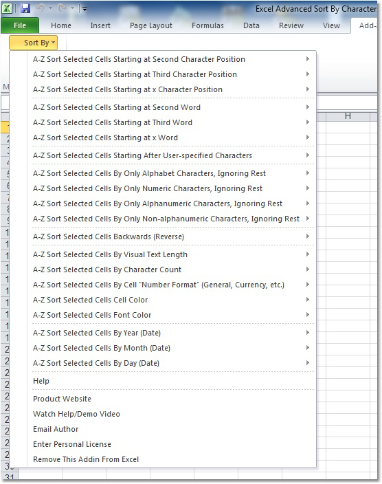 screenshot of excel-advanced-sort-by-characters,-position,-length,-color,-dates-software
