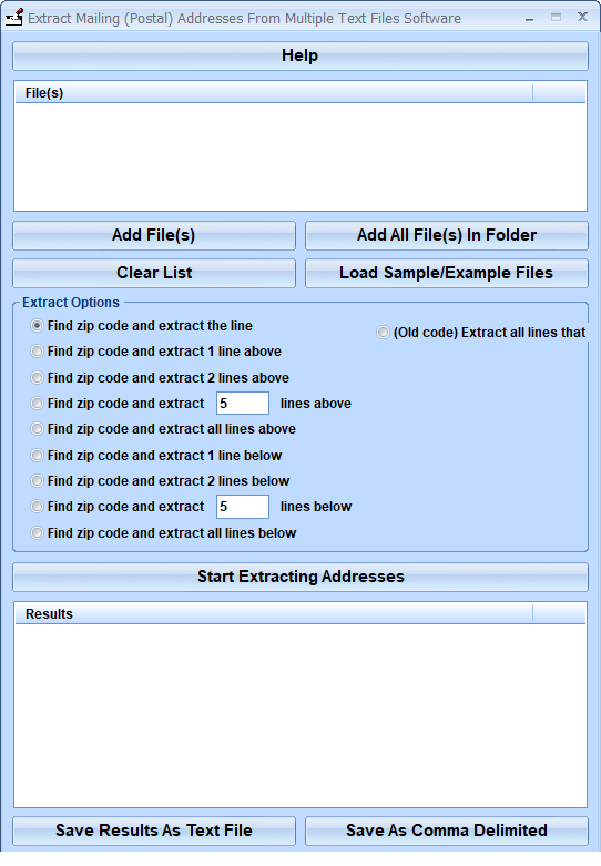 screenshot of extract-mailing-(postal)-addresses-from-multiple-text-files-software