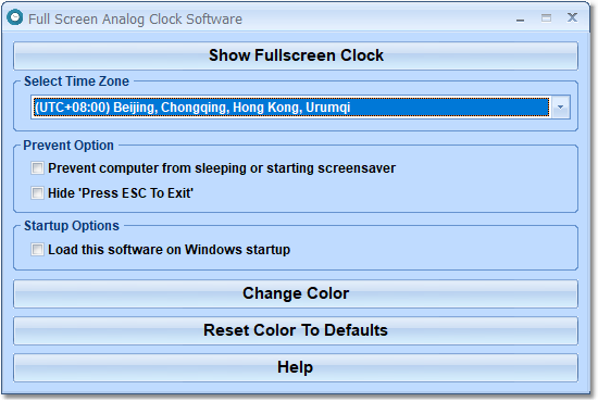 screenshot of full-screen-analog-clock-software