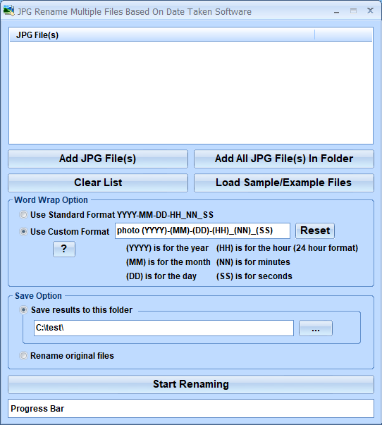 screenshot of jpg-rename-date-taken