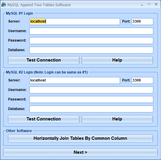 screenshot of mysql-append-two-tables-software