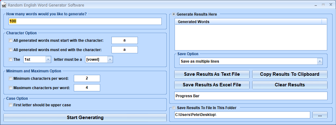 screenshot of random-english-word-generator-software