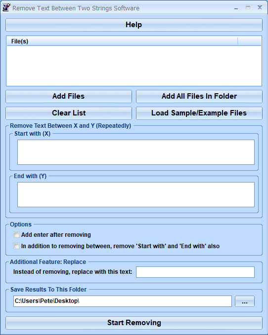 screenshot of remove-text-between-two-strings-software