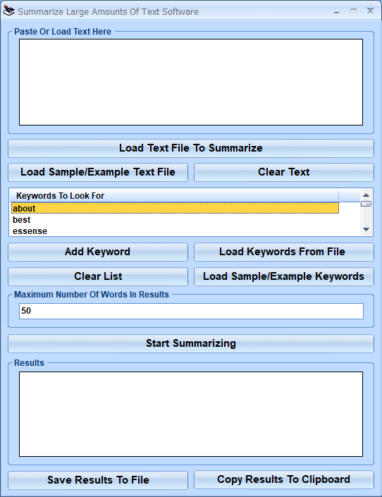 screenshot of summarize-large-amounts-of-text-software