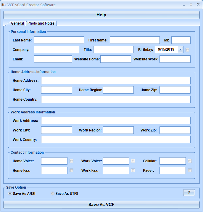 screenshot of vcf-vcard-creator-software