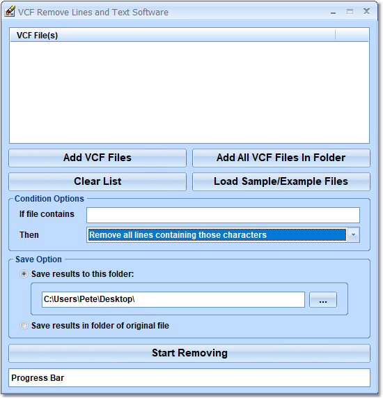 screenshot of vcf-remove-line